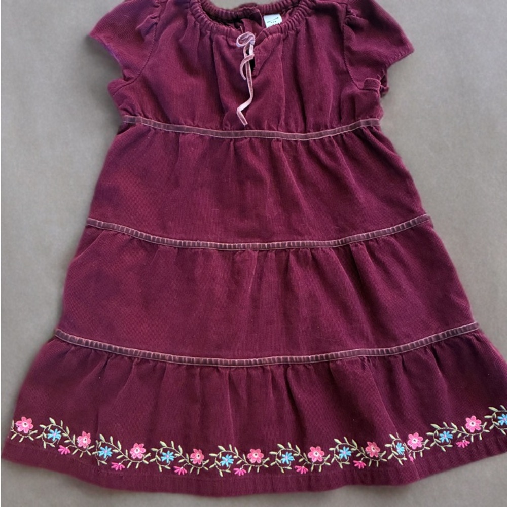 Vintage velvet like new GAP Red Tiered Sundress with Flutter Sleeves